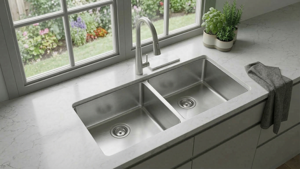 Aquaflo Essence Handcrafted Double Bowl Kitchen Sink KSE23319