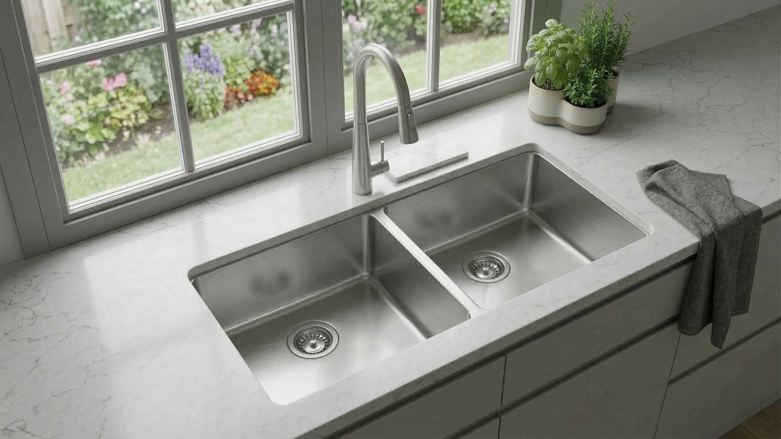 Aquaflo Essence Handcrafted Double Bowl Kitchen Sink KSE23319