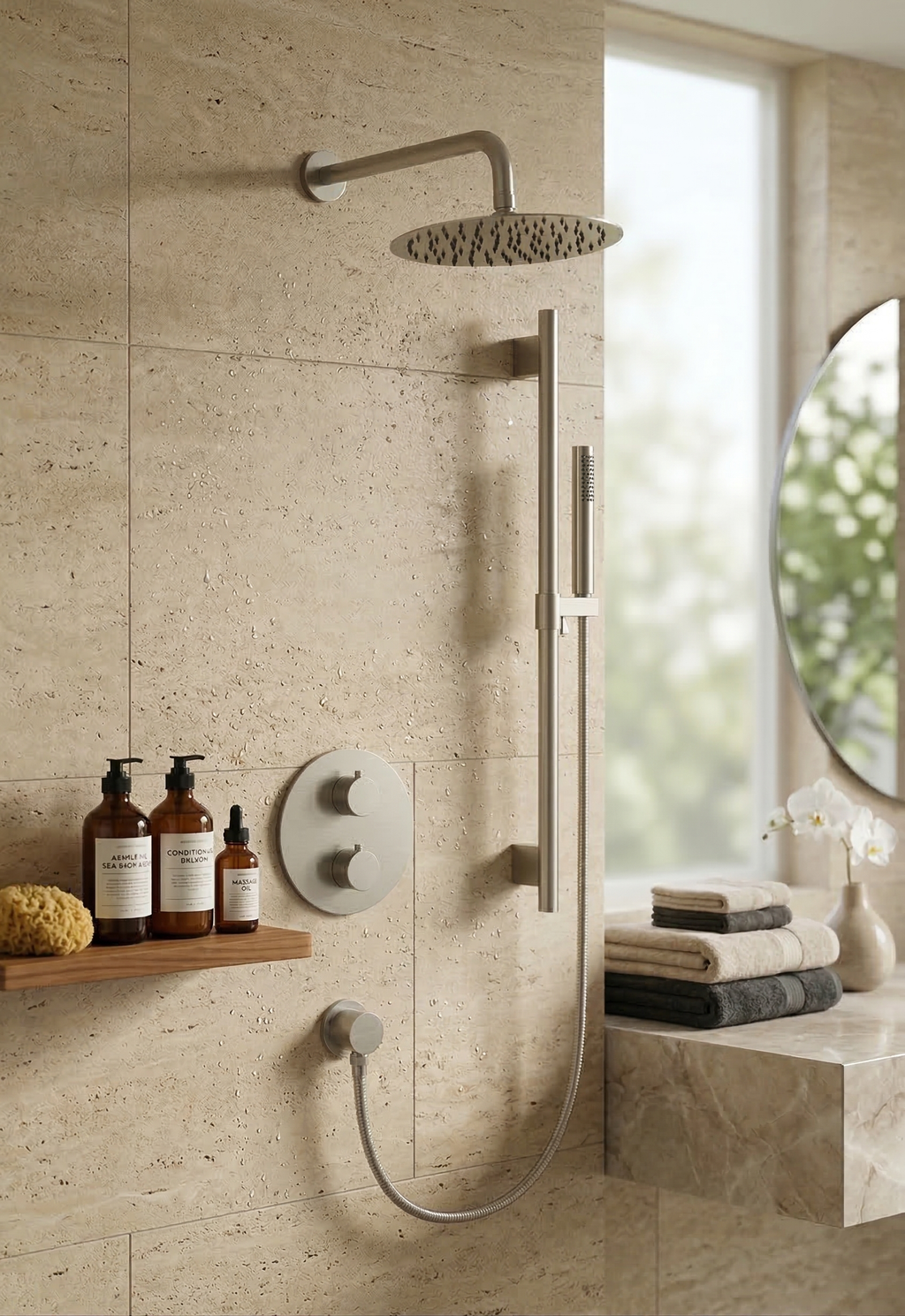 Aquaflo Rund 2-Way Thermostatic Shower System