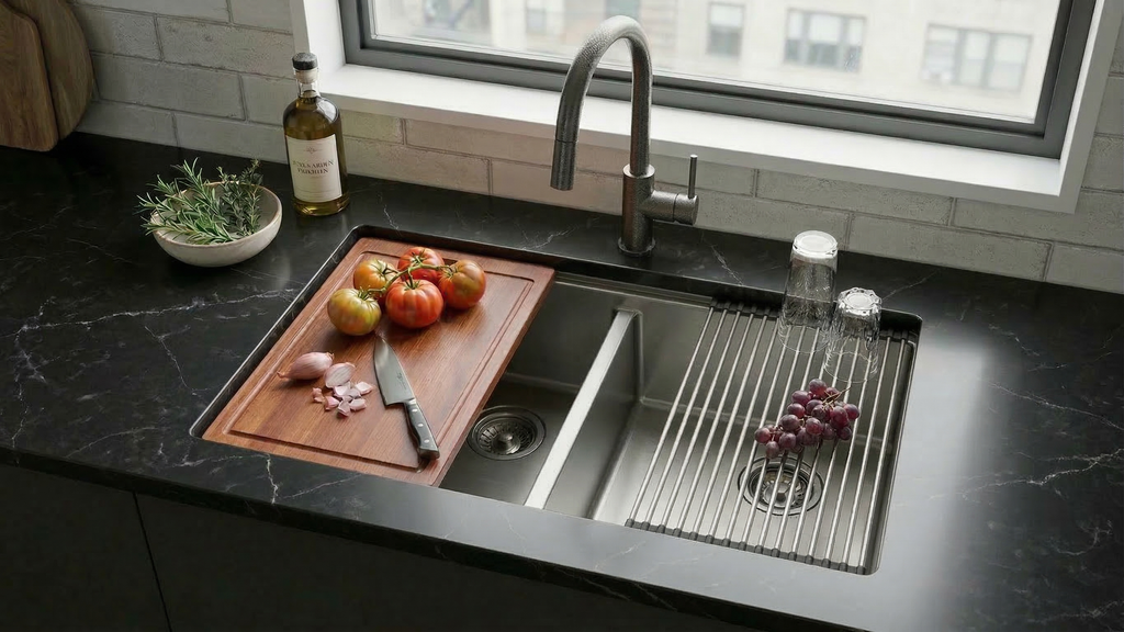 Aquaflo Essence Handcrafted Double Bowl Kitchen Sink KSP23319