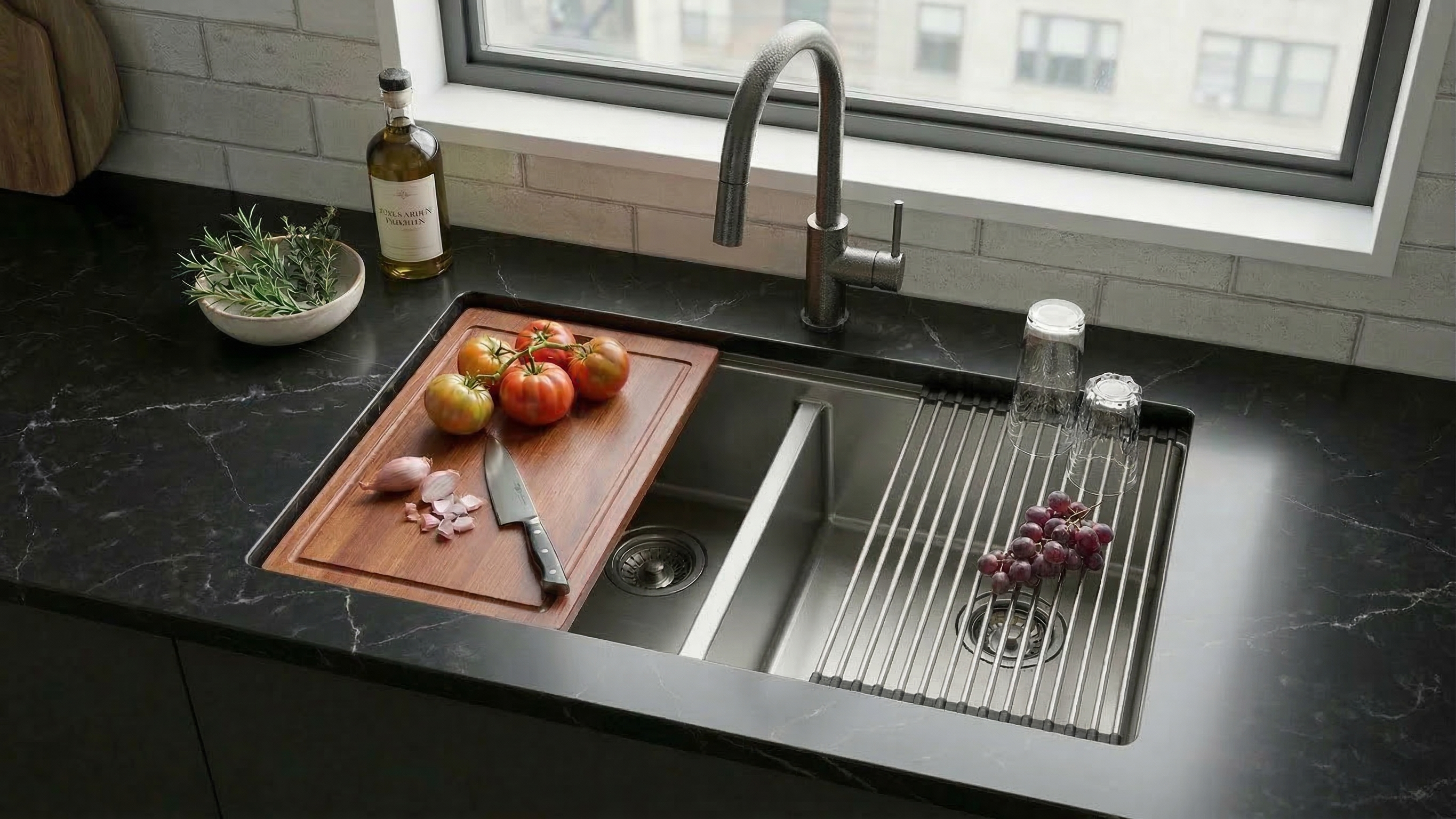Aquaflo Essence Handcrafted Double Bowl Kitchen Sink KSP23319