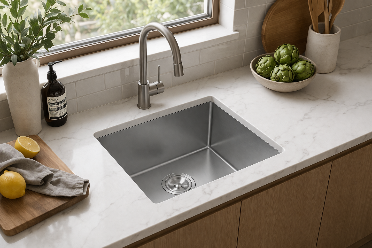Aquaflo Essence Handcrafted Single Bowl Kitchen Sink 2118