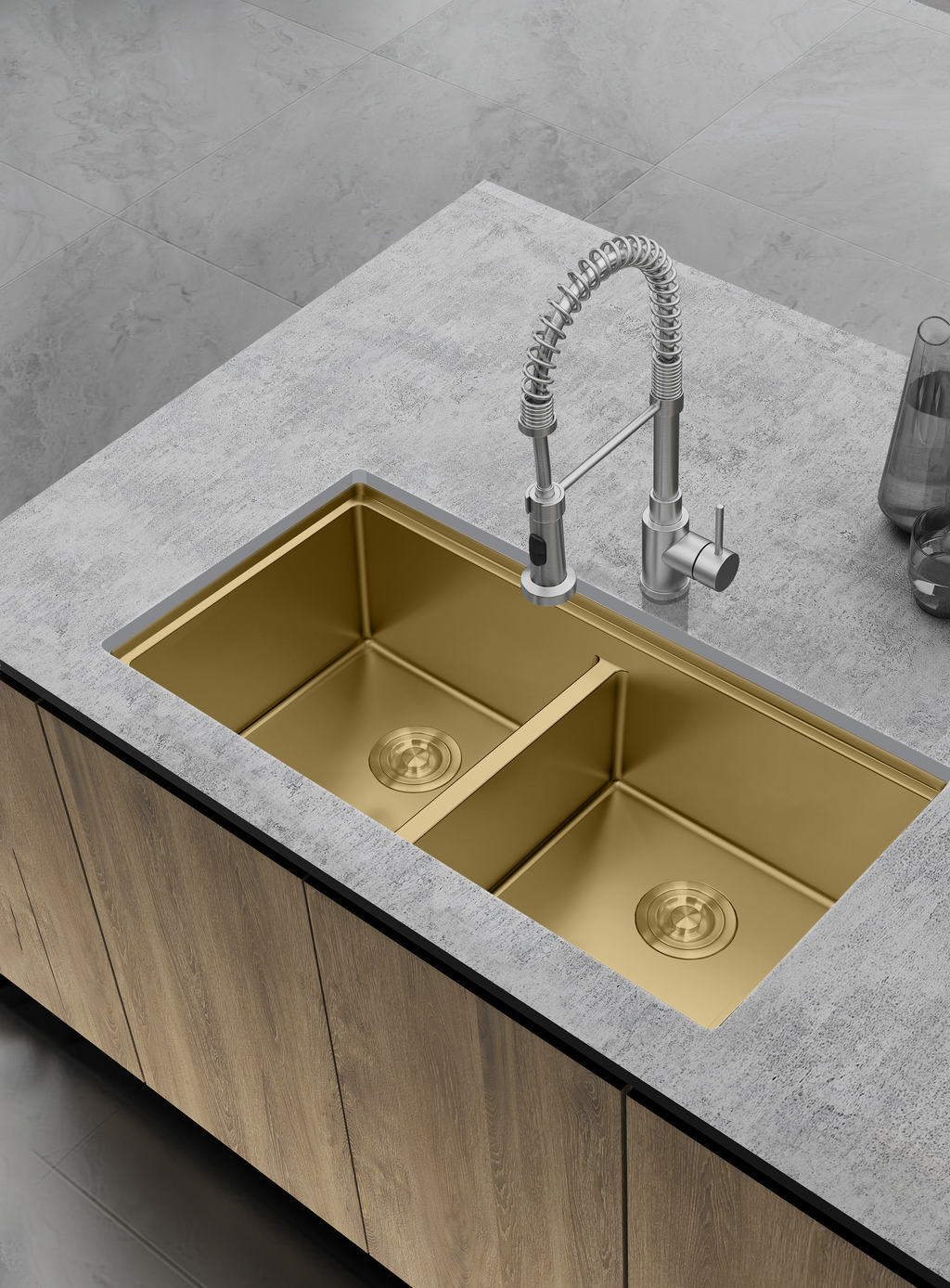 Aquaflo Essence Handcrafted Double Bowl Kitchen Sink KSP23319