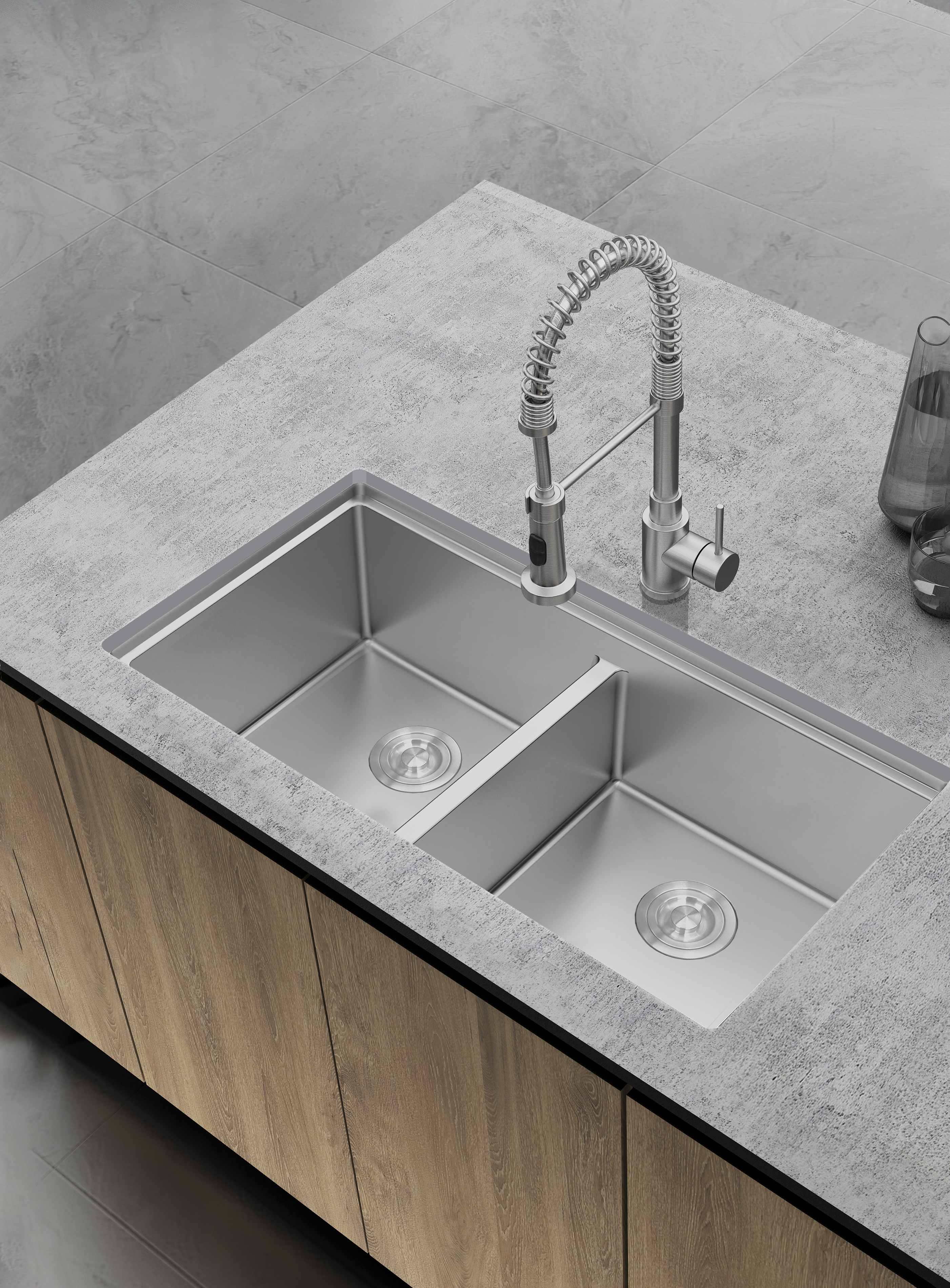Aquaflo Essence Handcrafted Double Bowl Kitchen Sink KSP23319