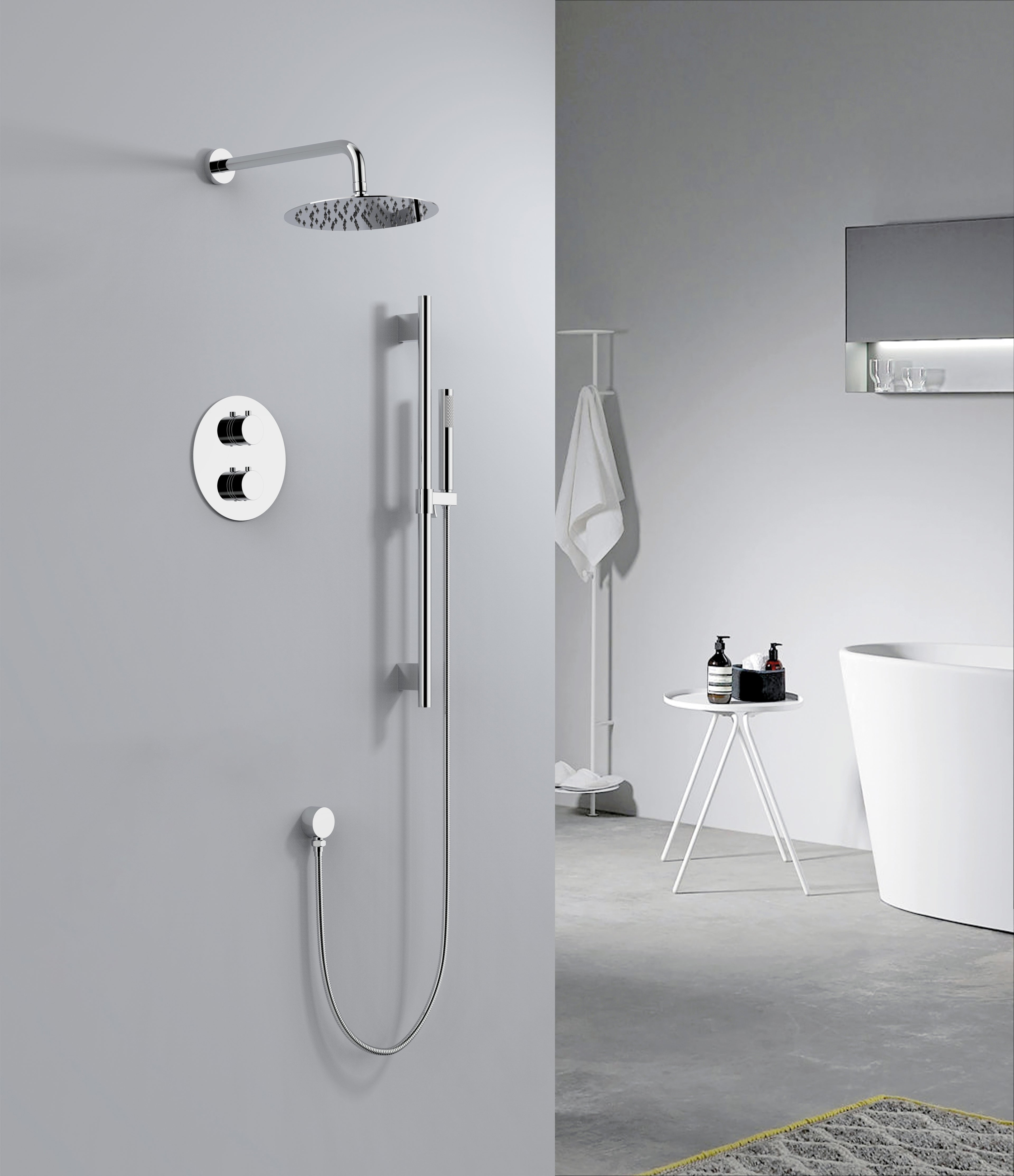 Aquaflo Rund 2-Way Thermostatic Shower System