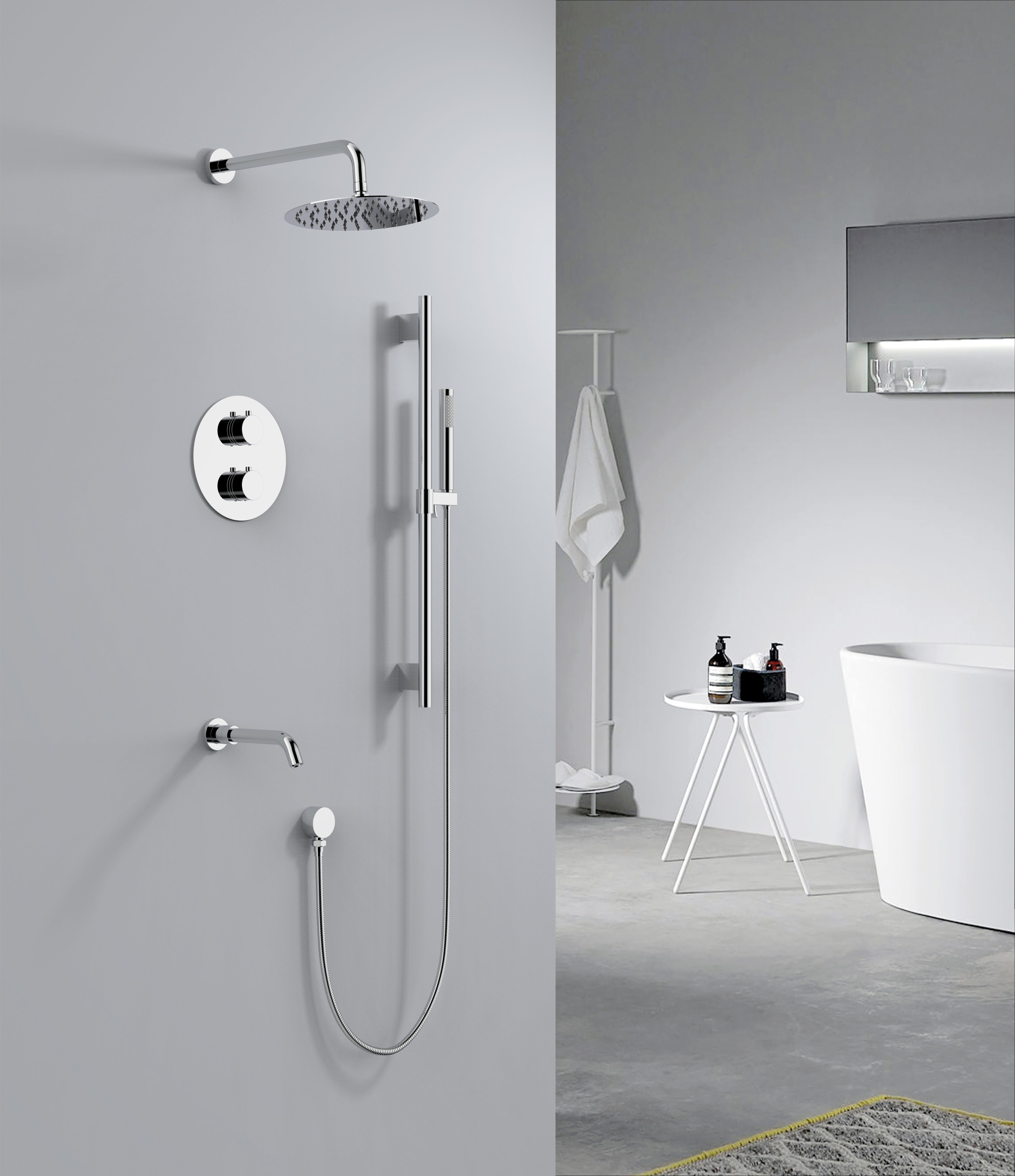 Aquaflo Rund 3-Way Thermostatic Shower System