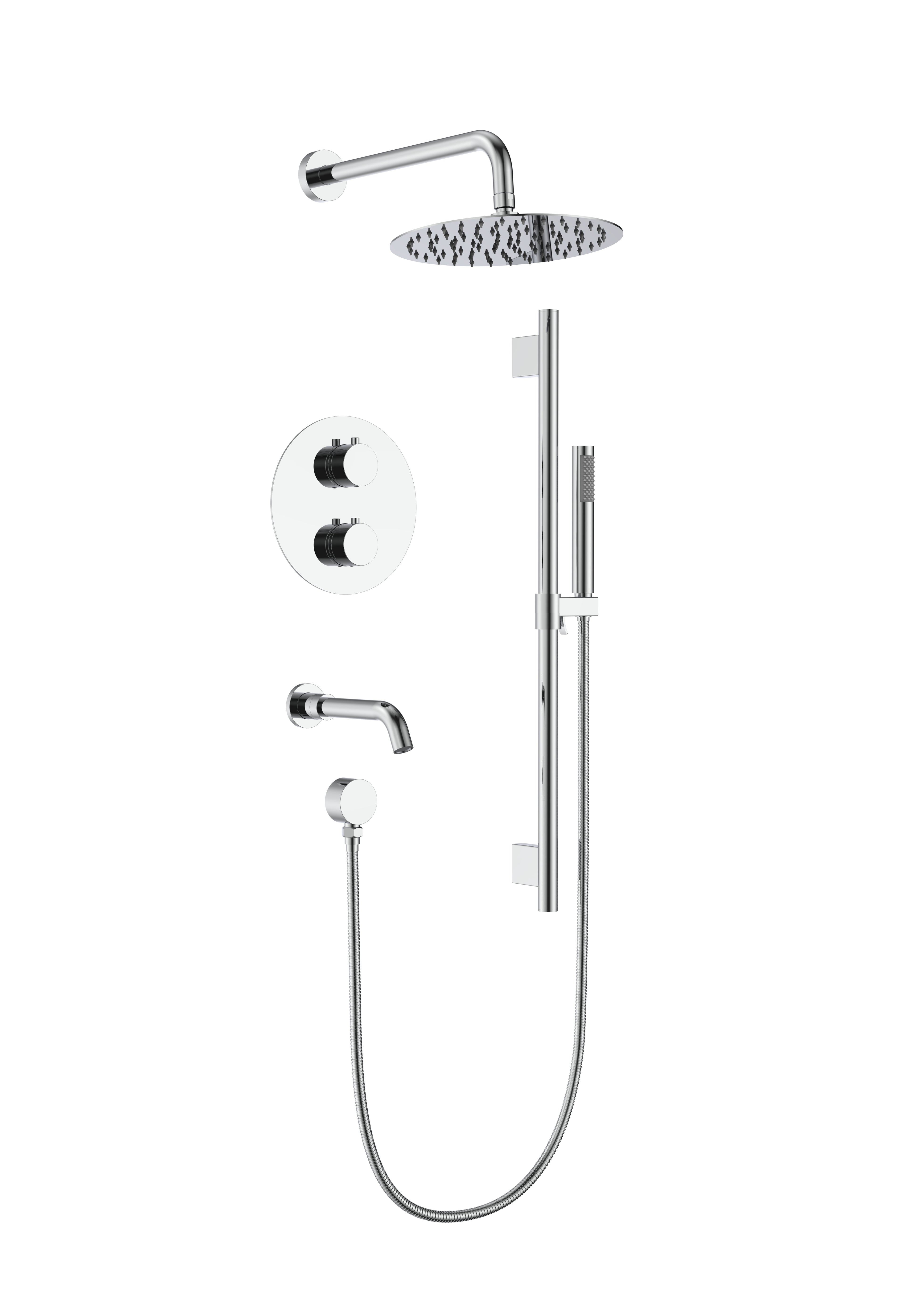 Aquaflo Rund 3-Way Thermostatic Shower System