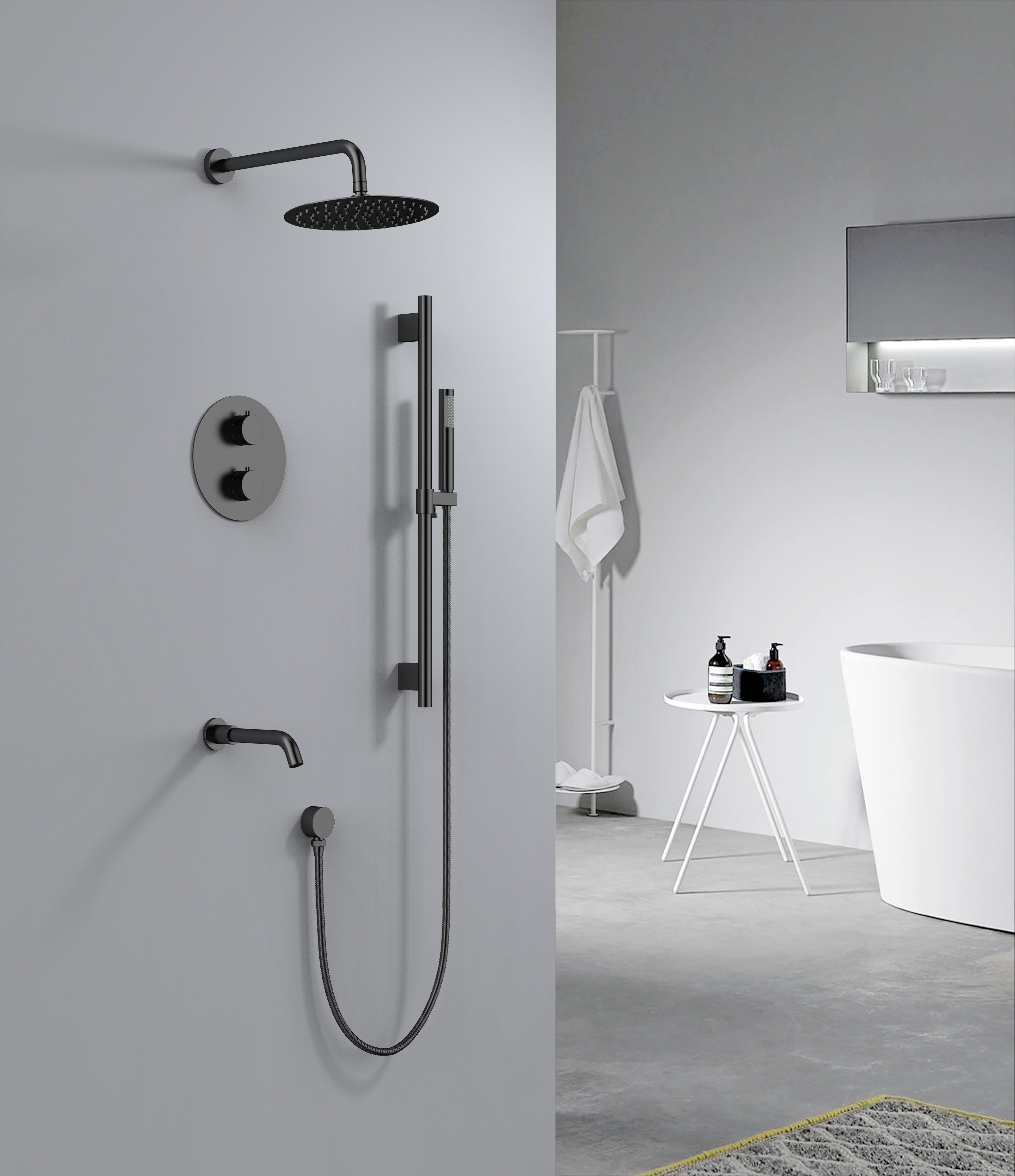 Aquaflo Rund 3-Way Thermostatic Shower System